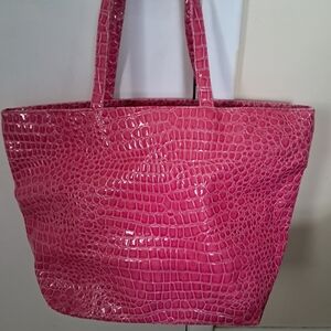 Bath & Body Works Pink Croc-Embossed Patent XL Tote